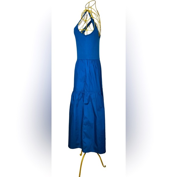NWT J. Crew Factory Blue Tiered Knit Mixy Midi Dress with Pockets, Size XS - Picture 7 of 14